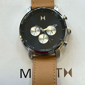 MVMT Watch With 45mm Navy Blue Chronograph Face & Tan Leat Band